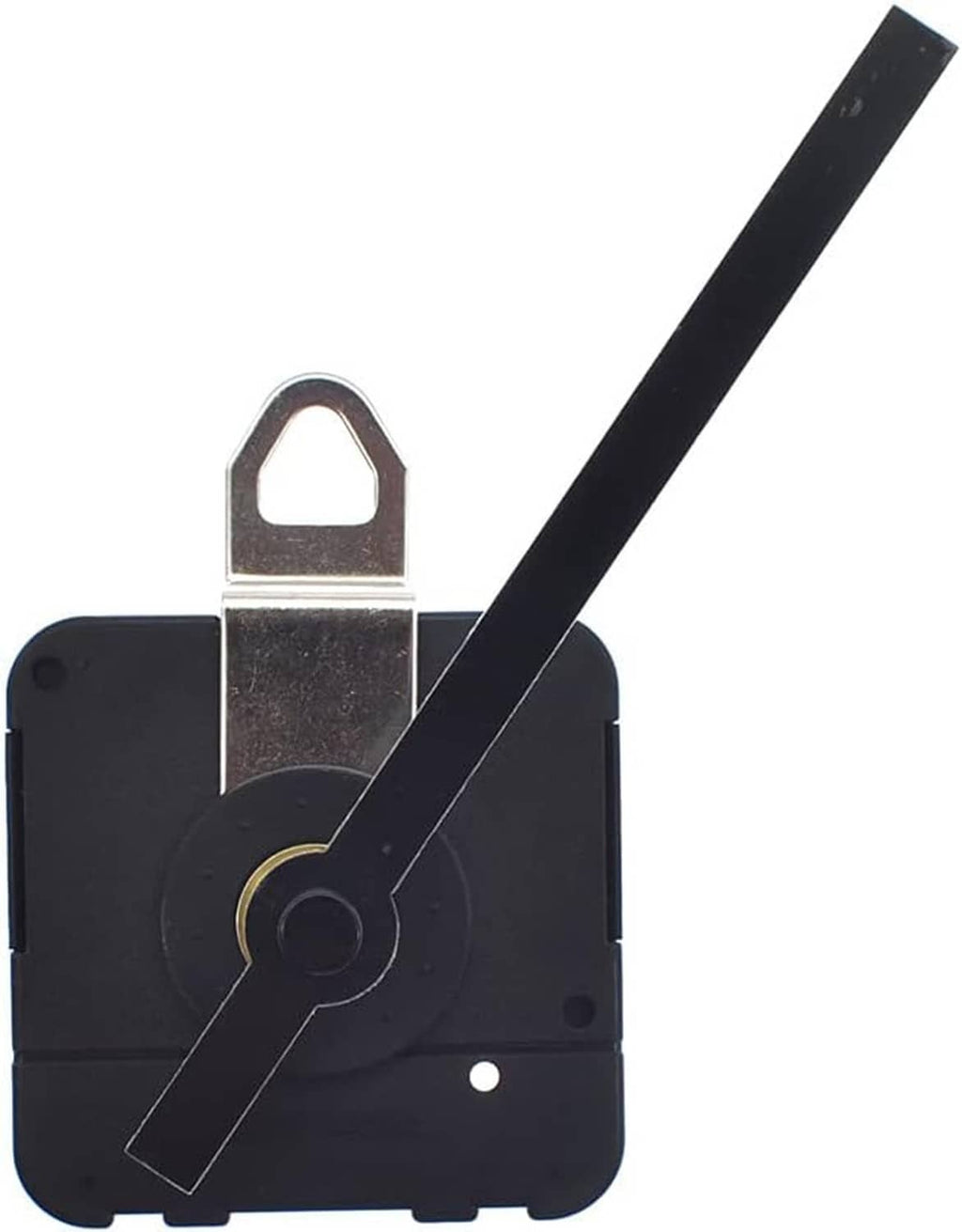 Clock movement replacement mechanism with black housing and silver metal strap