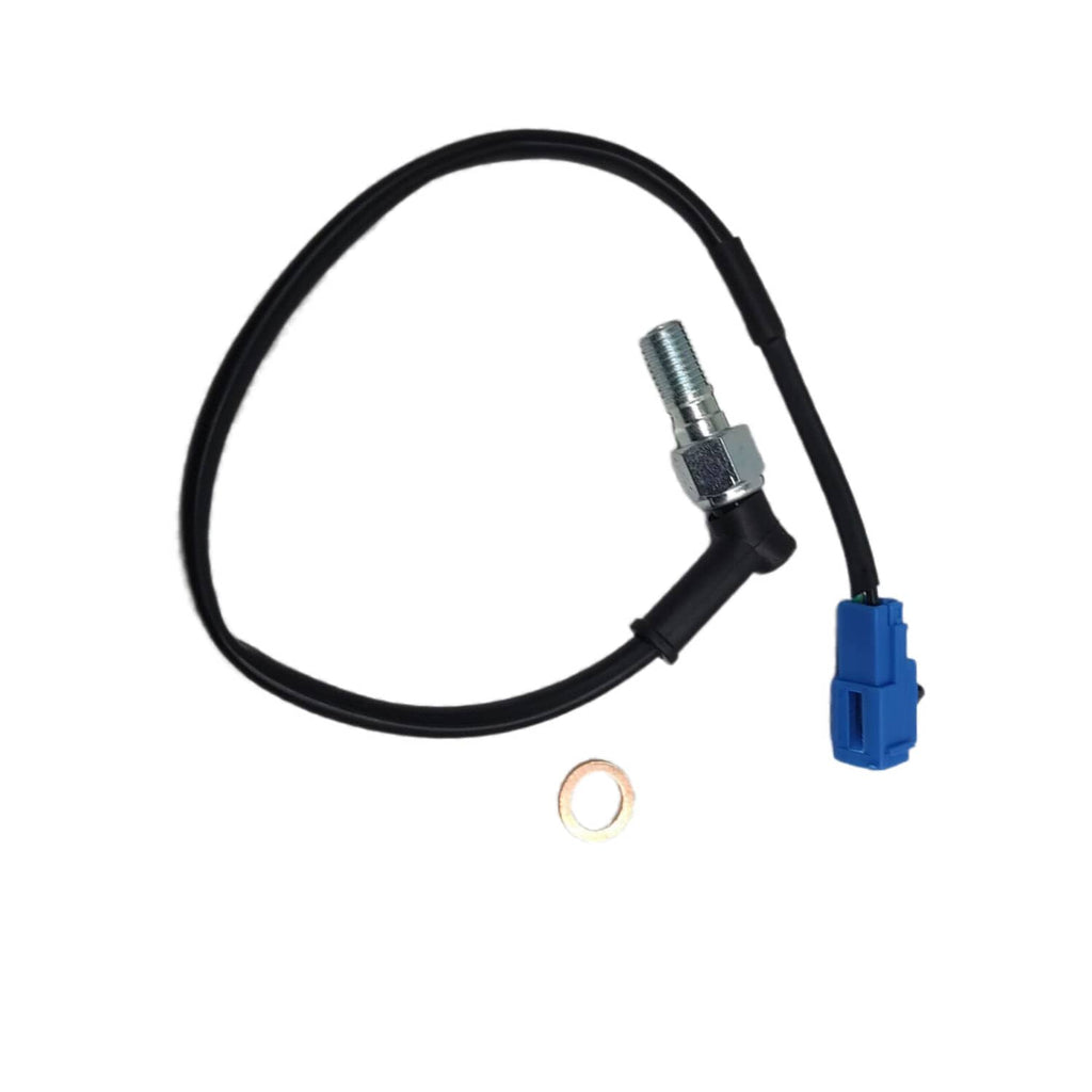 Brake switch stop sensor cable with blue plug and metal stud; single ring washer