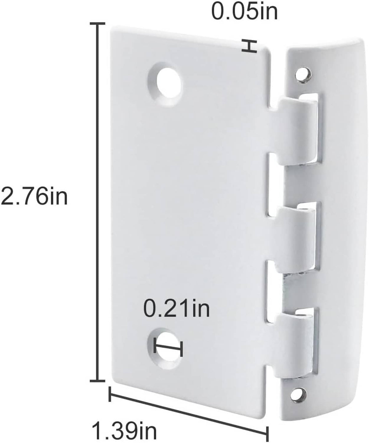 White reversible door lock bracket with mounting holes and flip latch hardware