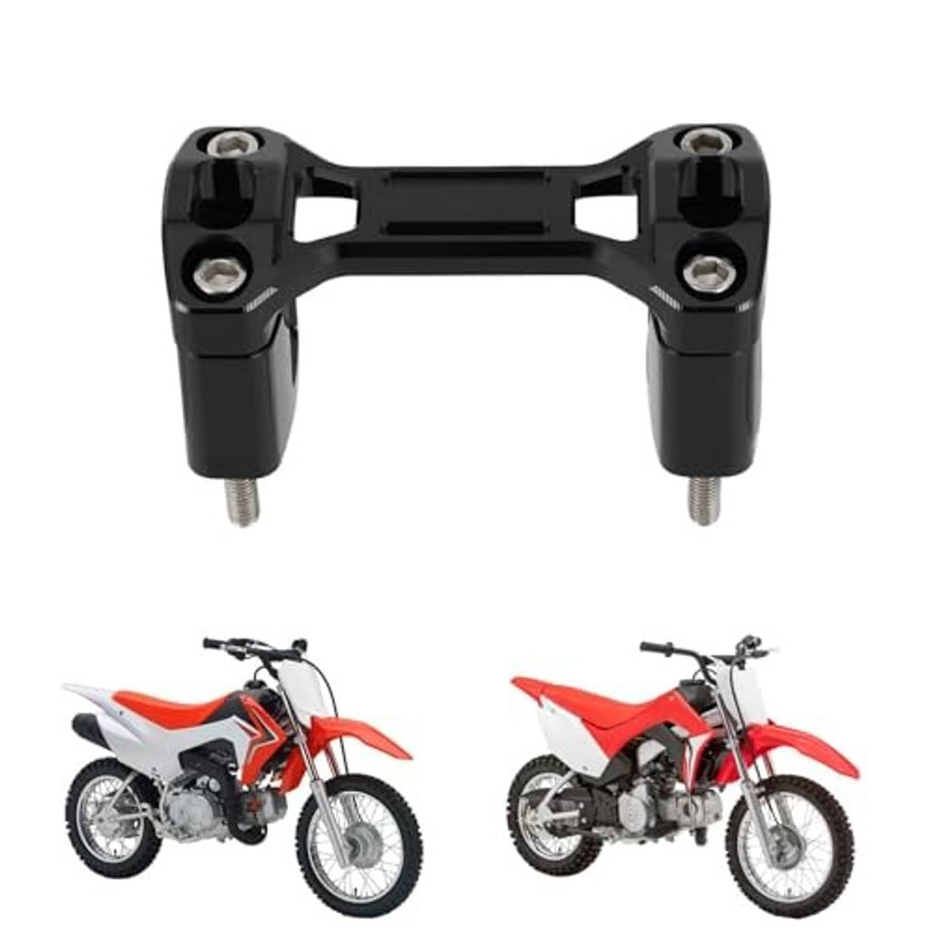Black motorcycle handlebar riser mount with two threaded posts and bolt hardware