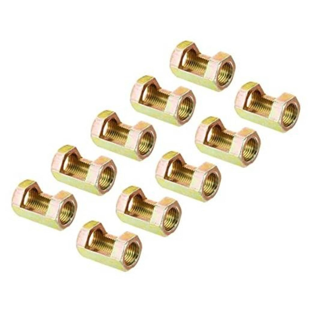 Pack of yellow zinc-coated steel hex coupling nuts, 1/8-27 female thread