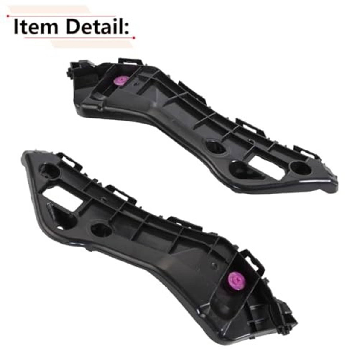 Front bumper bracket detail, black plastic housings with mounting holes and cutouts