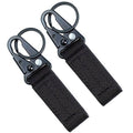 Pair of black nylon key ring holders with D-ring clips and metal fasteners