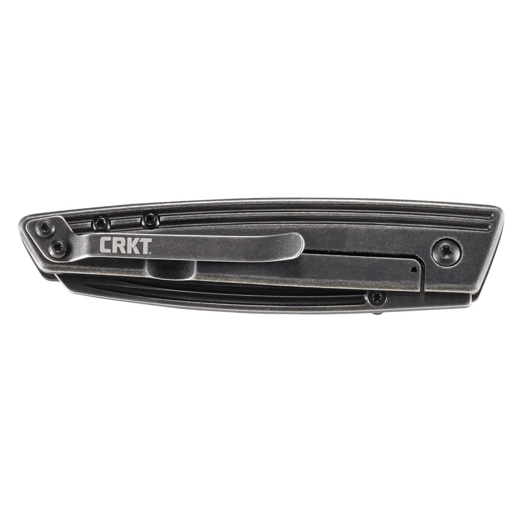 CRKT Inara folding knife side view showing frame lock and black handle