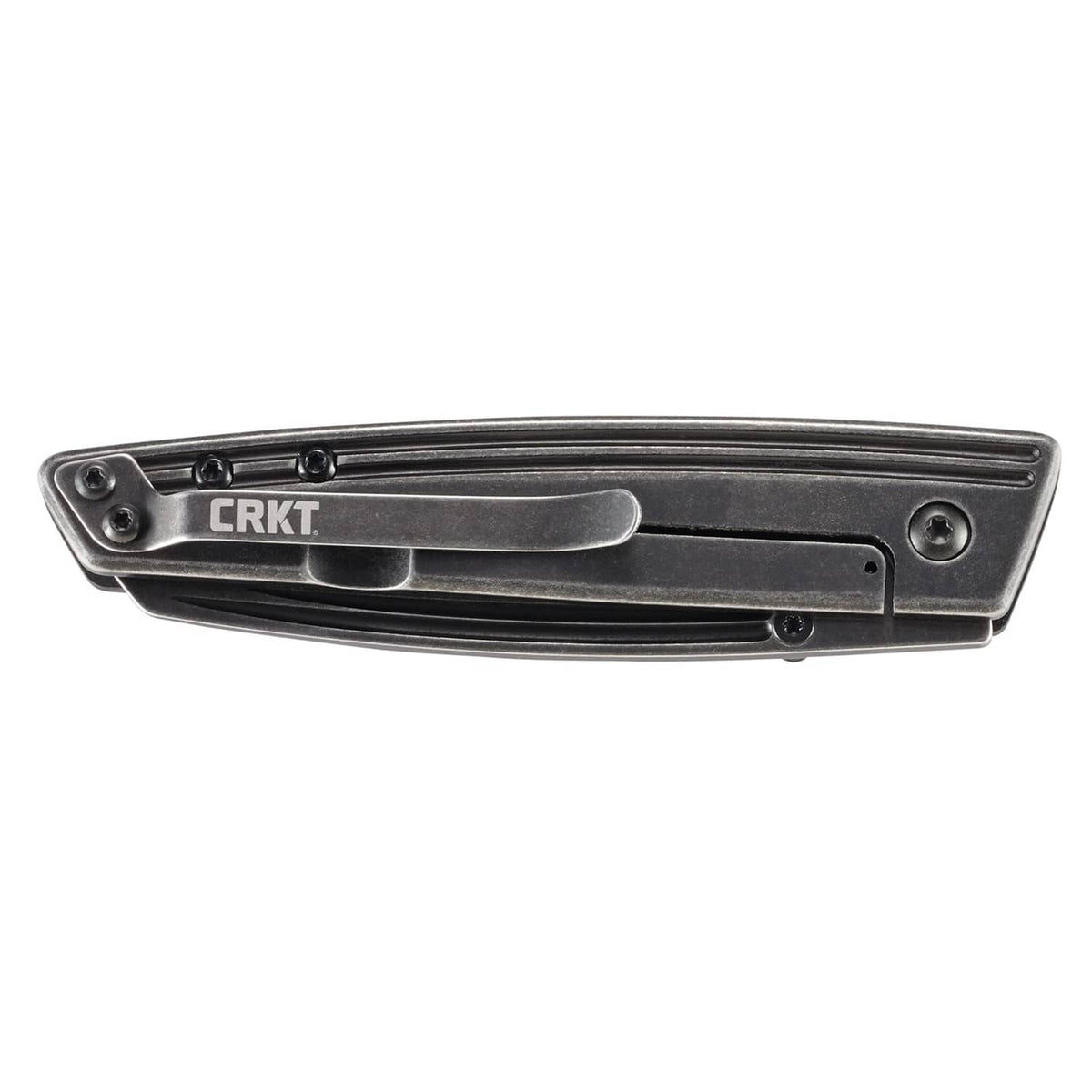 CRKT Inara folding knife side view showing frame lock and black handle