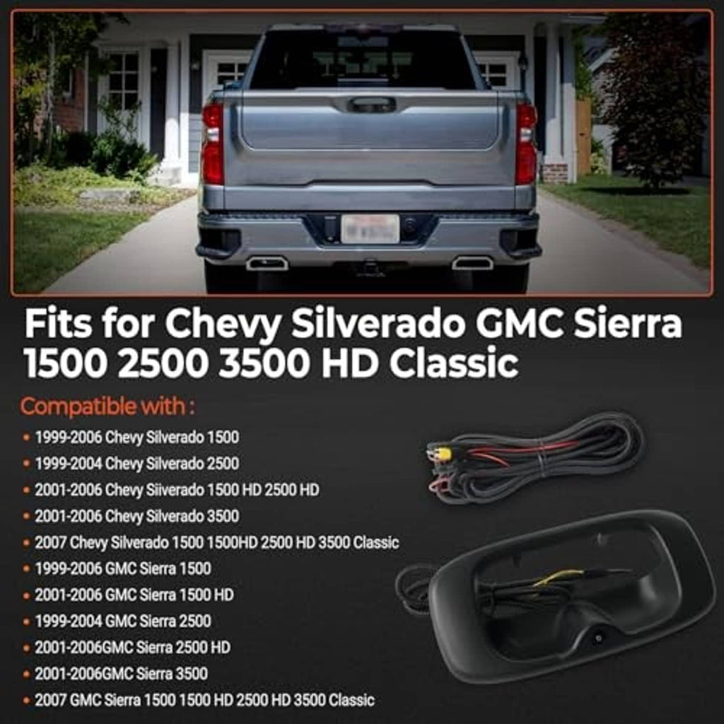 Tailgate backup camera handle assembly for truck tailgate, rear view system