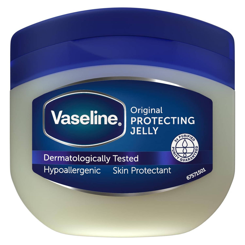 Vaseline Original Protecting Jelly jar, blue label on pale cream base