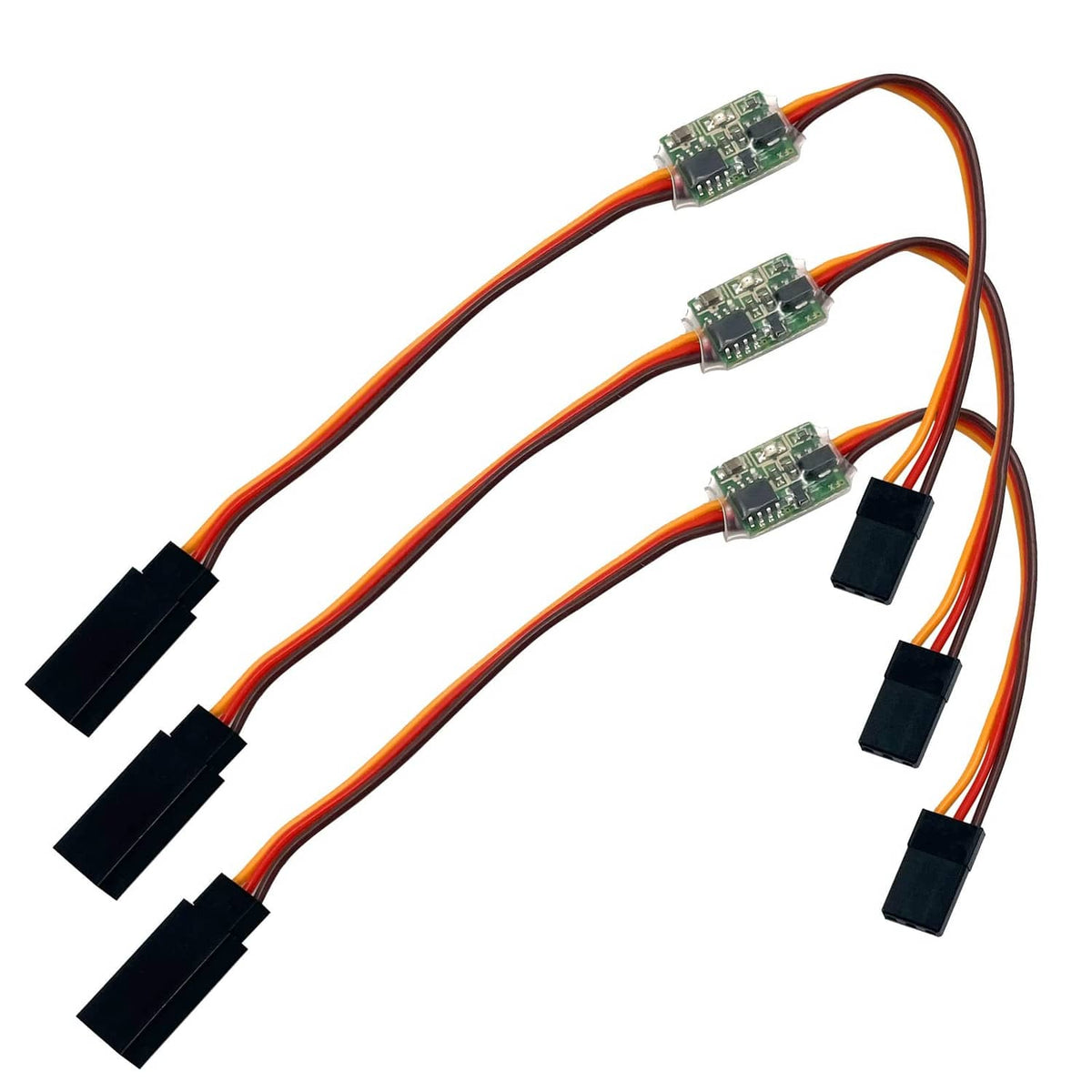 3 RC signal reverser modules with wiring harness and black connector ends