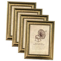 Ornate vintage gold picture frame set, four 5x7 frames with real glass