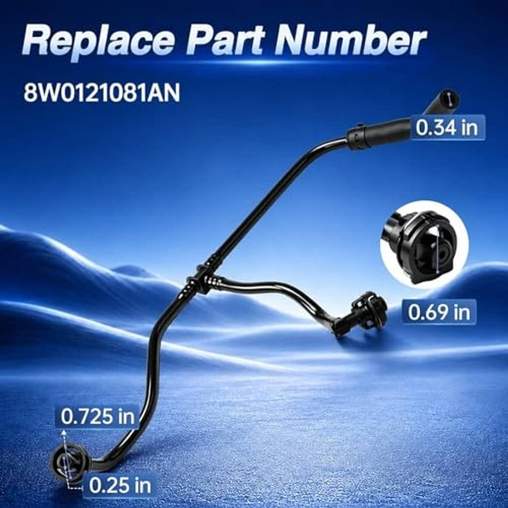 Black coolant hose with multiple end fittings, plus metal clamp ring