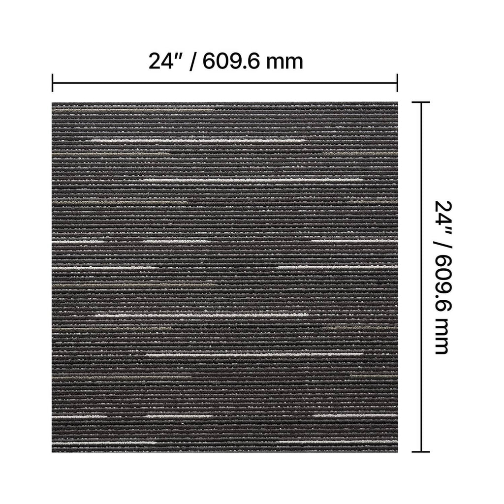 Gray carpet tile close-up, dense horizontal striped weave texture
