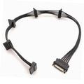 Black SATA power splitter cable with one male and five female 15-pin connectors