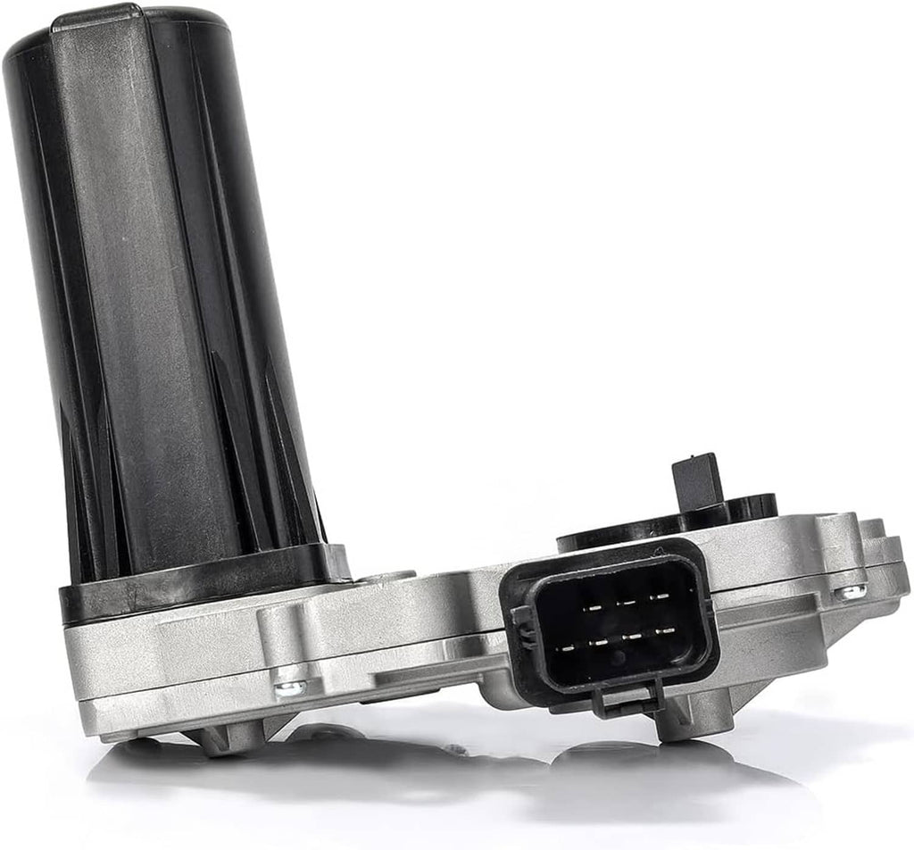 Transfer case shift actuator motor showing black plastic cylinder and wire connector port