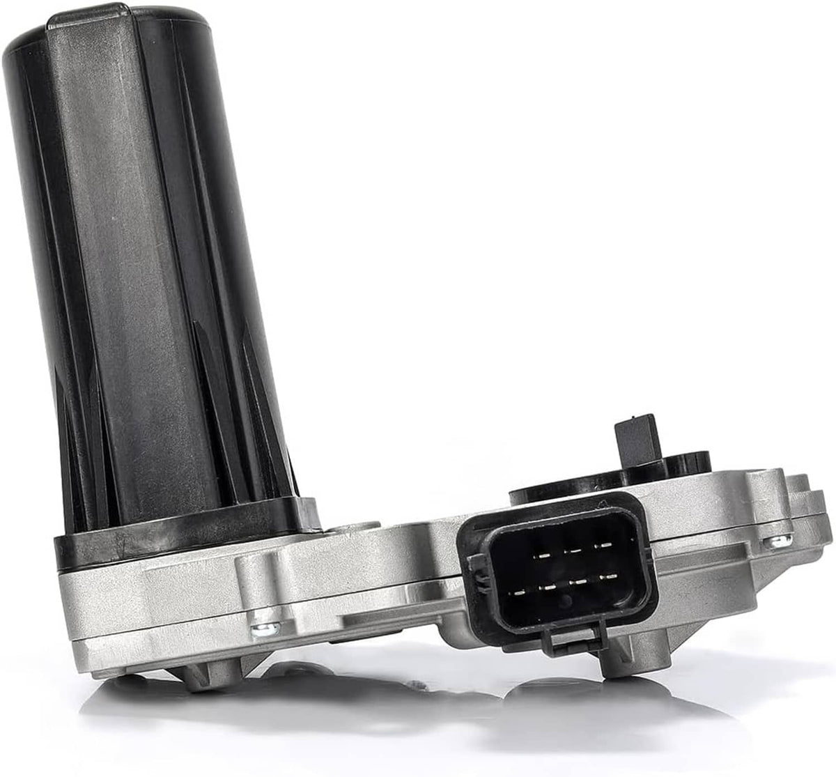 Transfer case shift actuator motor showing black plastic cylinder and wire connector port