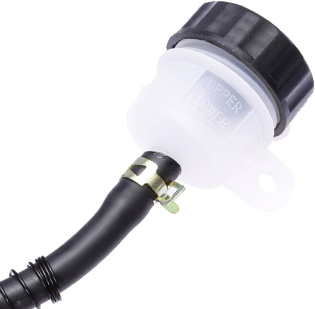 Rear brake master cylinder pump reservoir, white plastic with black cap