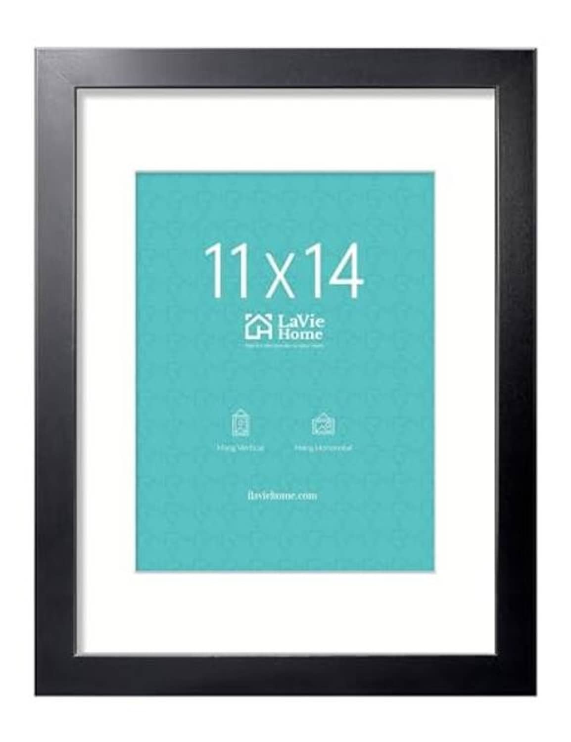 Black 11x14 picture frame with white mat and a turquoise photo display insert