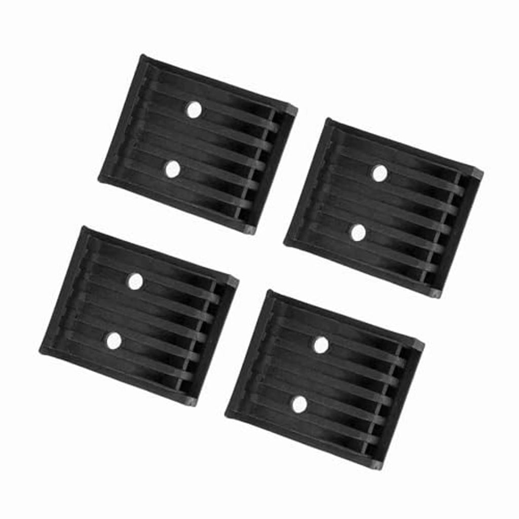 4 black ABS tire changer jaw protectors with ribbed grip sides and round holes