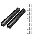 Black undermount drawer slide rails set with mounting holes and included screws