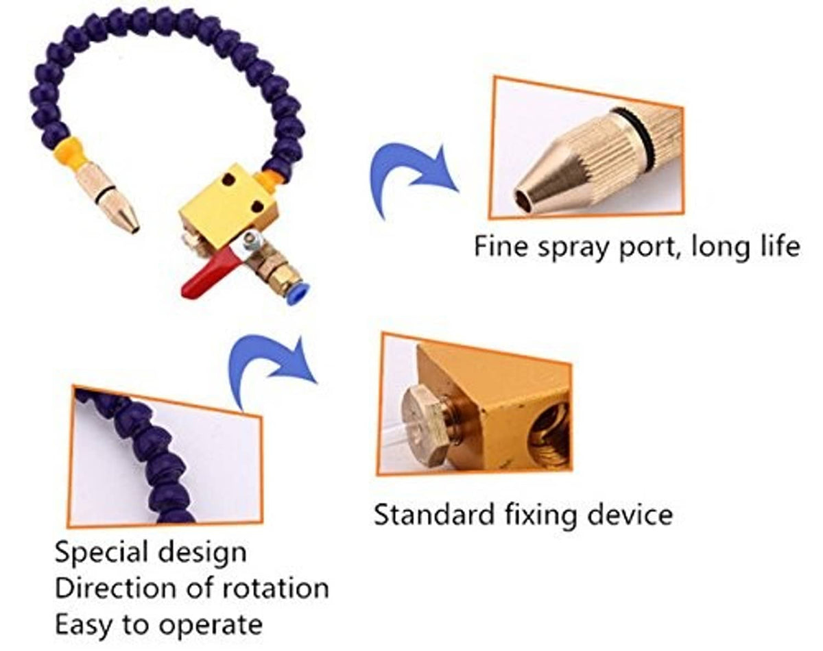 CNC mist coolant spray system with fine spray nozzle and compact fixing base