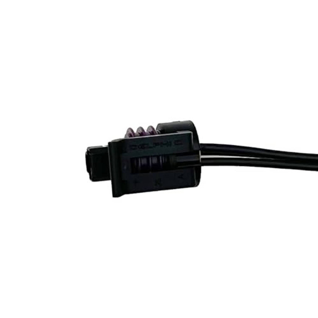 Throttle position sensor pigtail wiring connector with black connector body and wire harness