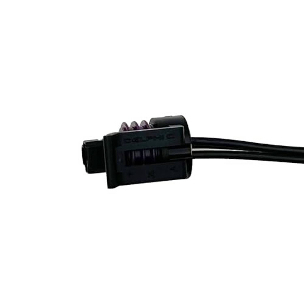 Throttle position sensor pigtail wiring connector with black connector body and wire harness