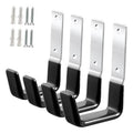 Set of 4 steel garage hooks with black anti-slip PVC pads and mounting plates