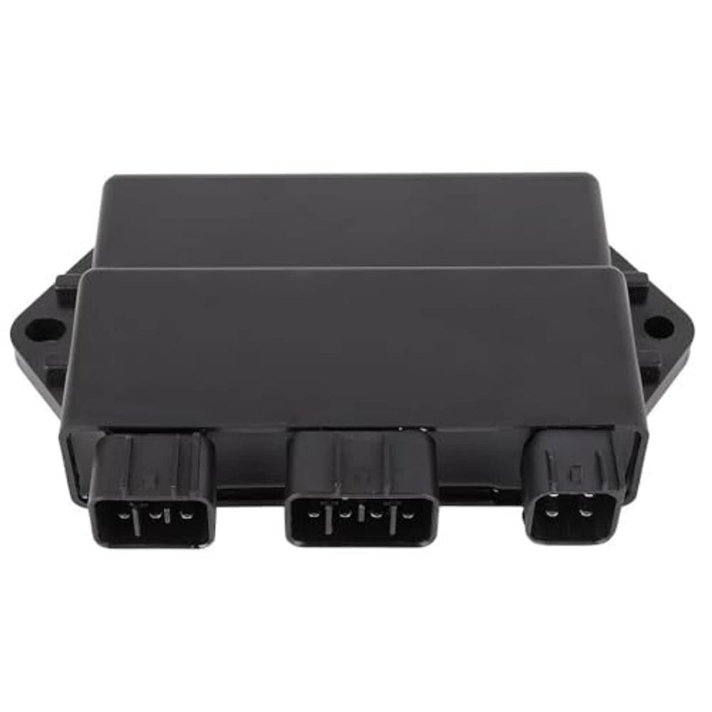 Black ignition control module box with multiple plug terminals and side mounting tabs