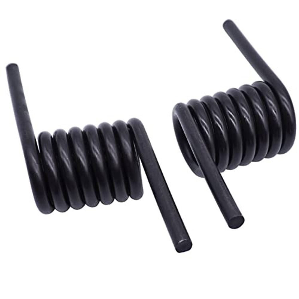 Two black coil springs with straight end rods, side-by-side view