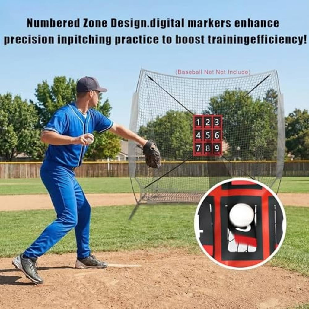 Strike zone target with red 1–9 grid positioned for baseball pitching practice