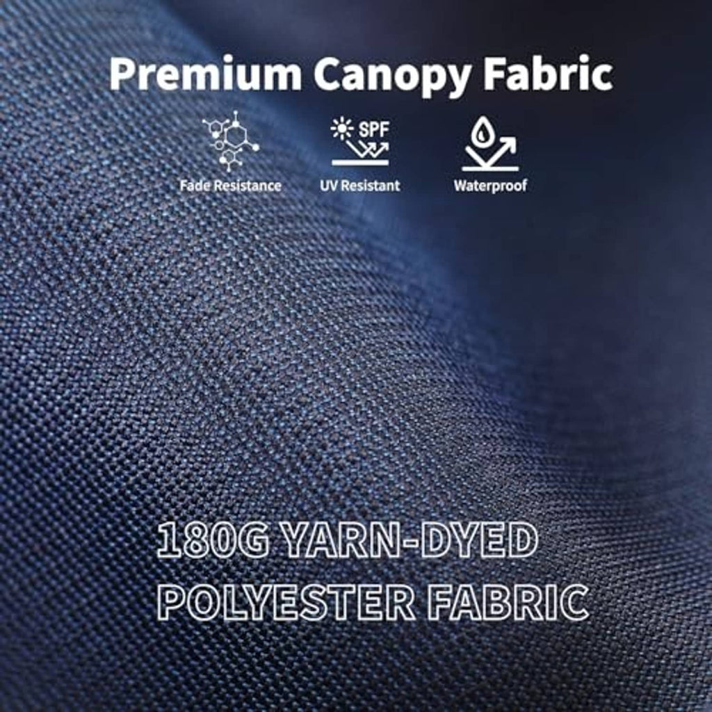 Close-up navy polyester umbrella fabric with fine textured weave