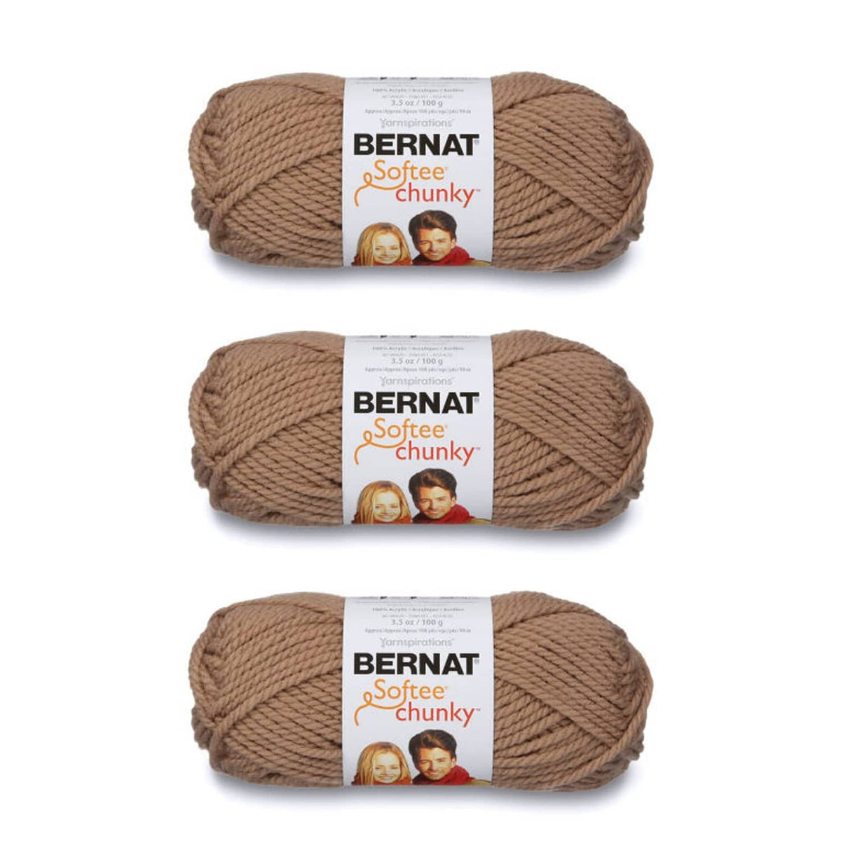 Super bulky taupe chunky yarn skeins, 3-pack with paper labels