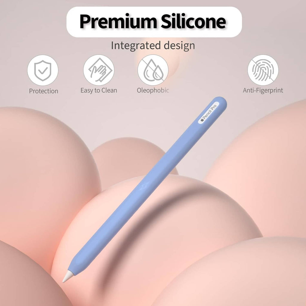 Blue protective silicone stylus cover with pointed tip, integrated rounded design