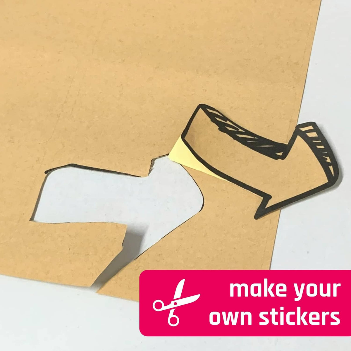 Kraft sticker paper sheet with cutout star and custom design, sticker-ready
