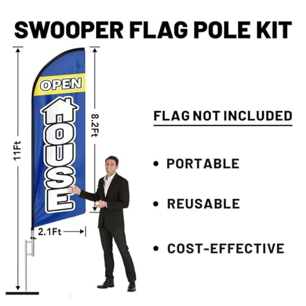 11 ft feather flag pole kit with pole and ground spike; flag not included