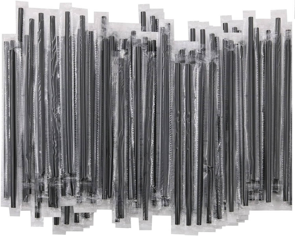 Individually wrapped black coffee stirrers bundle