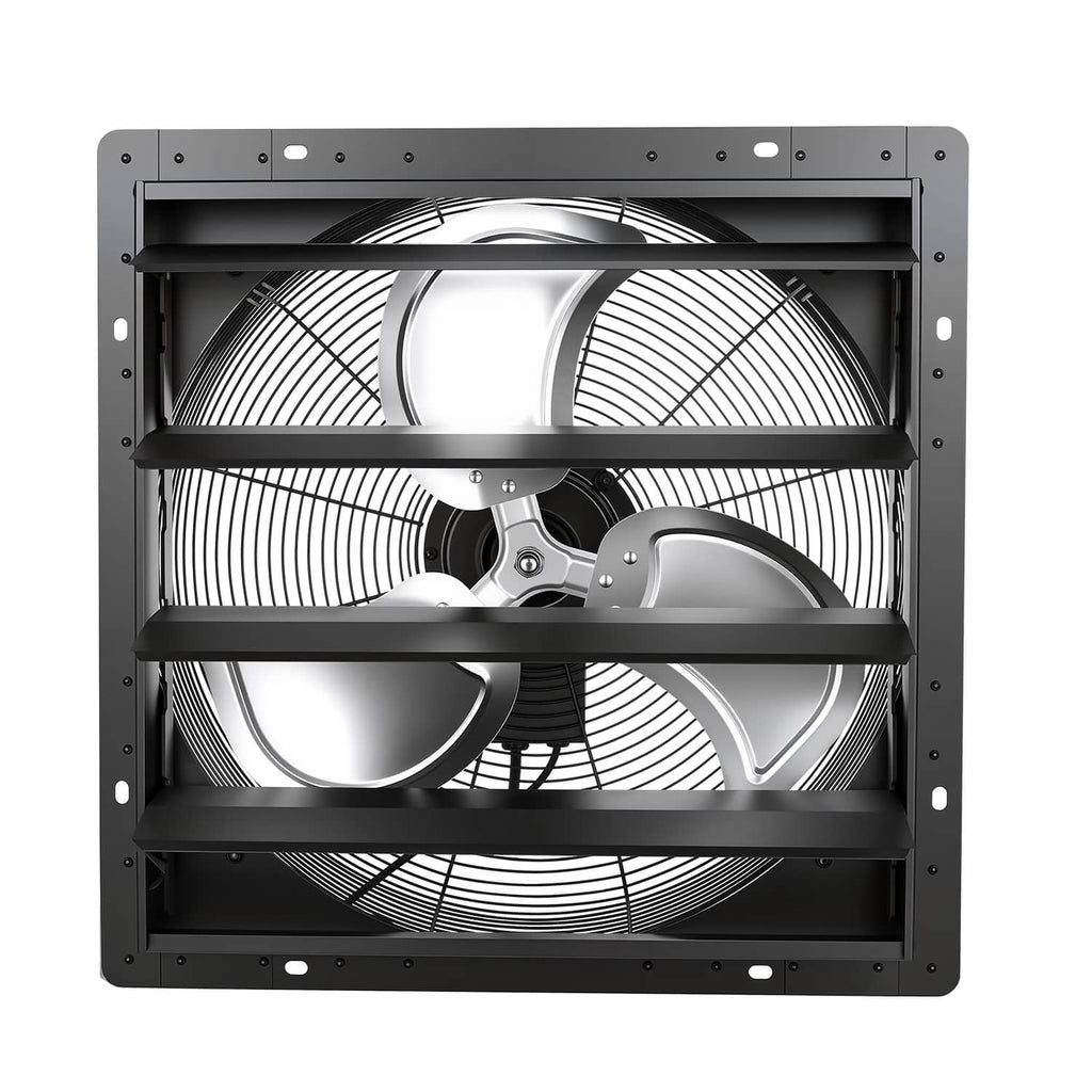 20 in wall-mount shutter exhaust fan with adjustable louvers and visible fan blades
