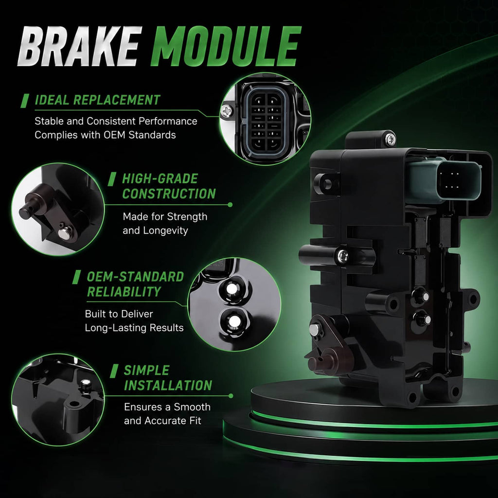 Brake control module with multi-pin connector and mounting bracket, black housing