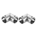 Stainless steel 90° elbow pipe connector with two mounting screws, for 1 in OD pipe