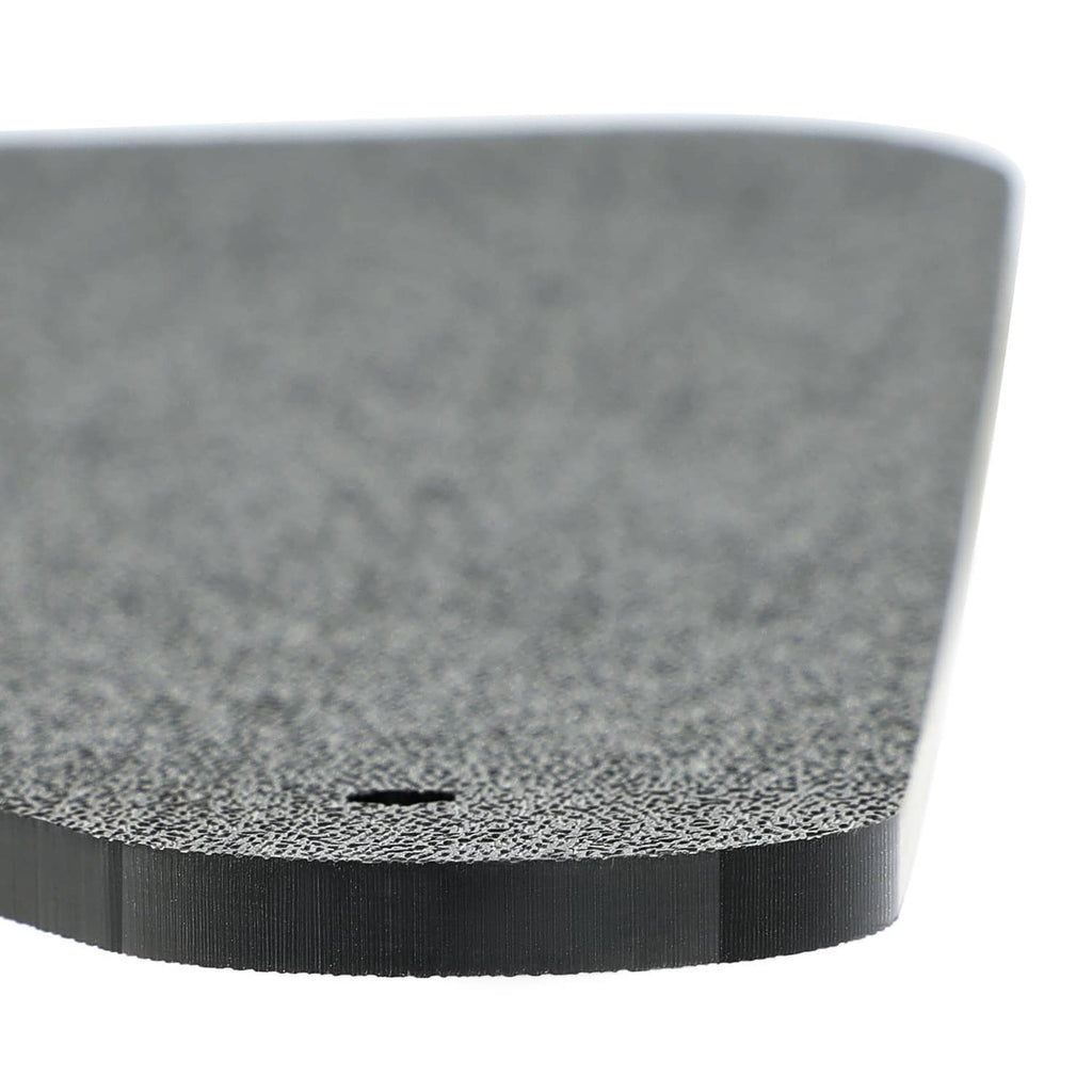 Close-up of black rudder blade rim and fastening notch