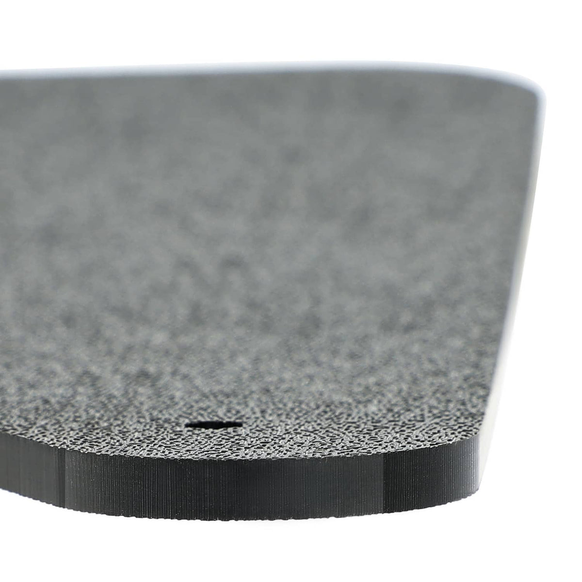 Close-up of black rudder blade rim and fastening notch