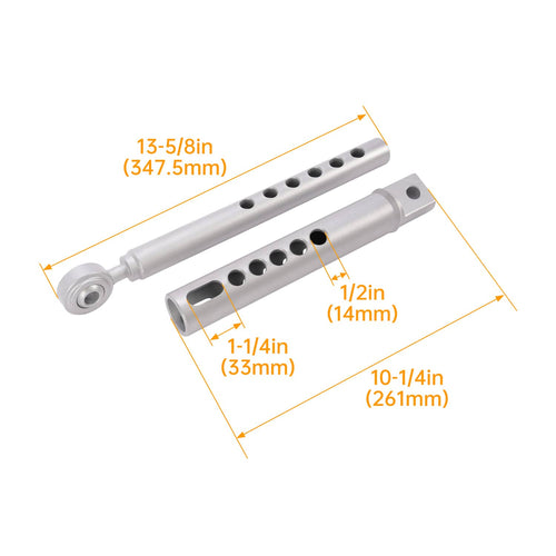3-point lift stabilizer link assembly with dimensions, perforated bars and mounting ends
