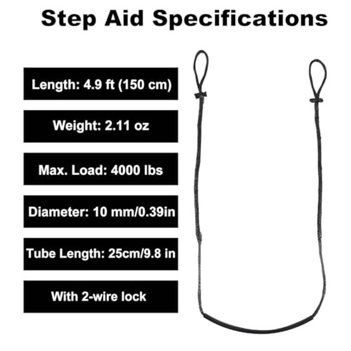 Braided rope climbing step aid with U-shaped base and loop handle for climbing