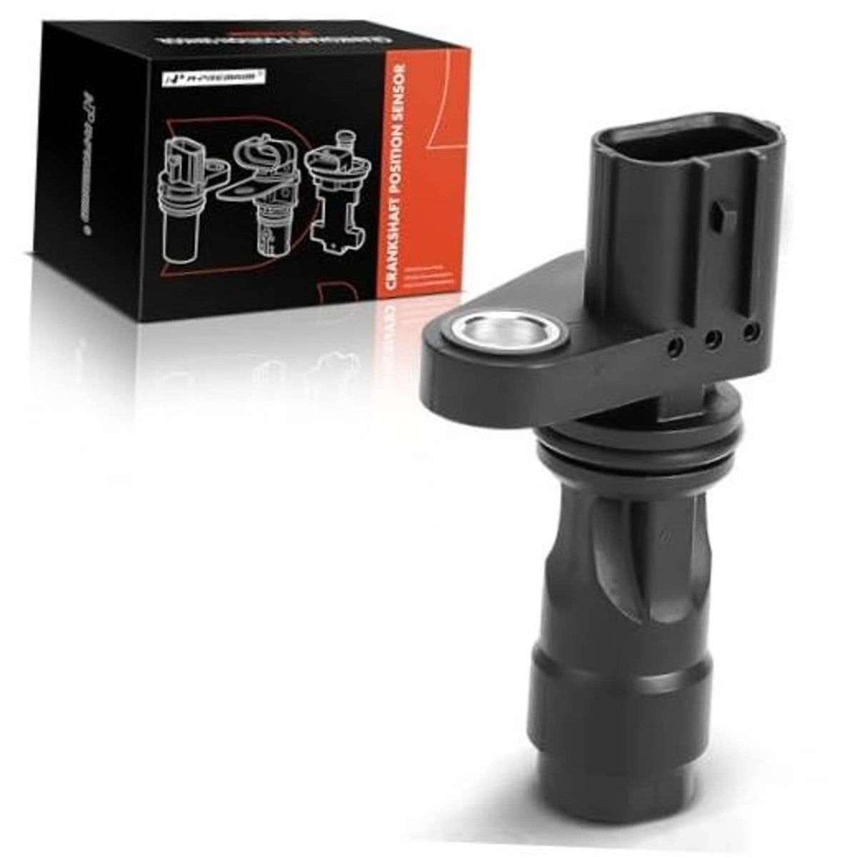 Crankshaft position sensor with black plastic connector and mounting base