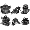Engine and transmission mount set with multiple black rubber mounts and brackets