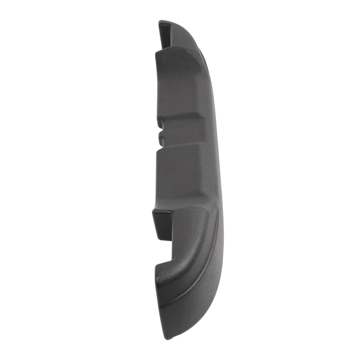 Dark gray curved bumper end cap with side bracket and molded edges