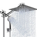 Chrome 10-inch rain showerhead with adjustable arm and wall-mounted diverter valve