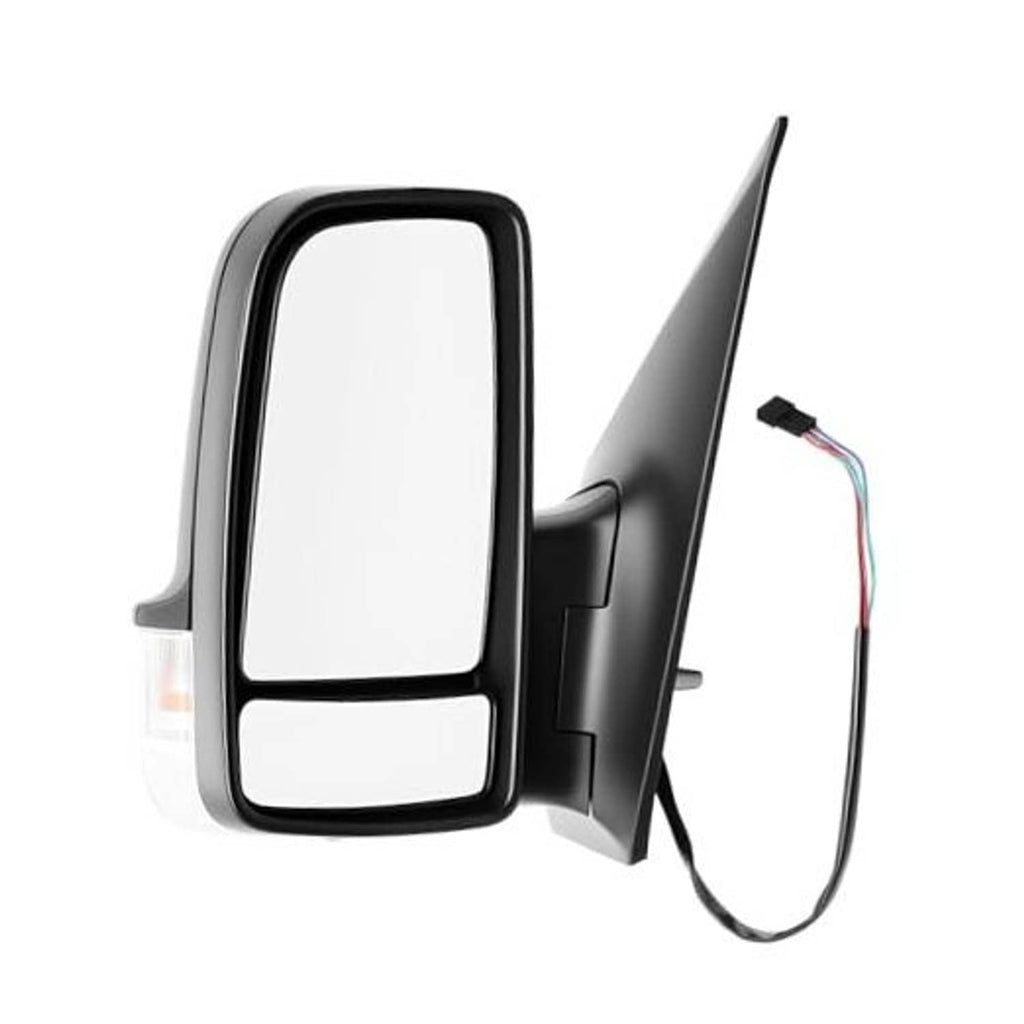 Left side mirror assembly with clear mirror glass and black housing