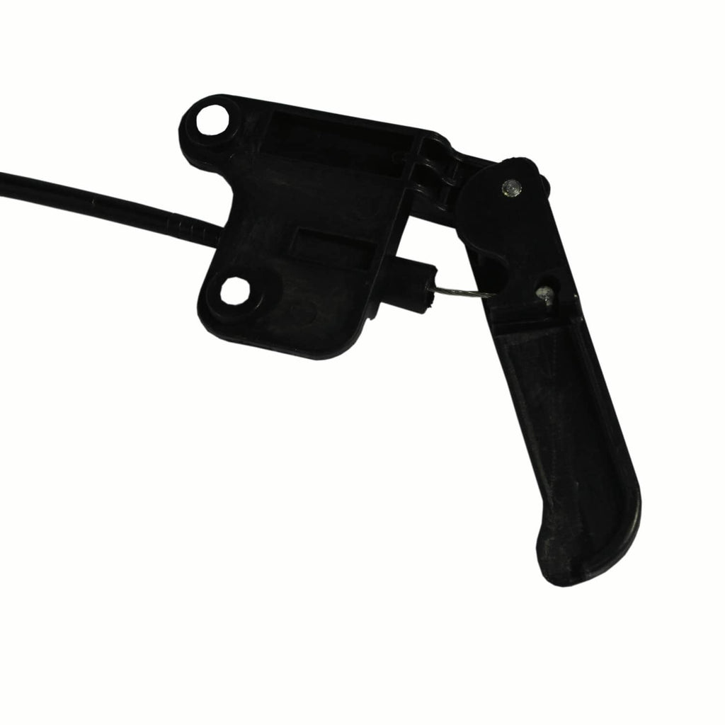 Black hood release latch handle mechanism with mounting holes