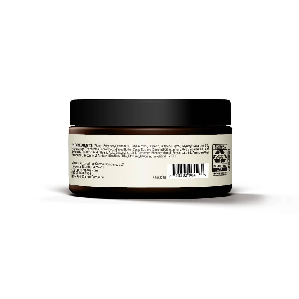 Beard & scruff cream jar back label with ingredients and barcode