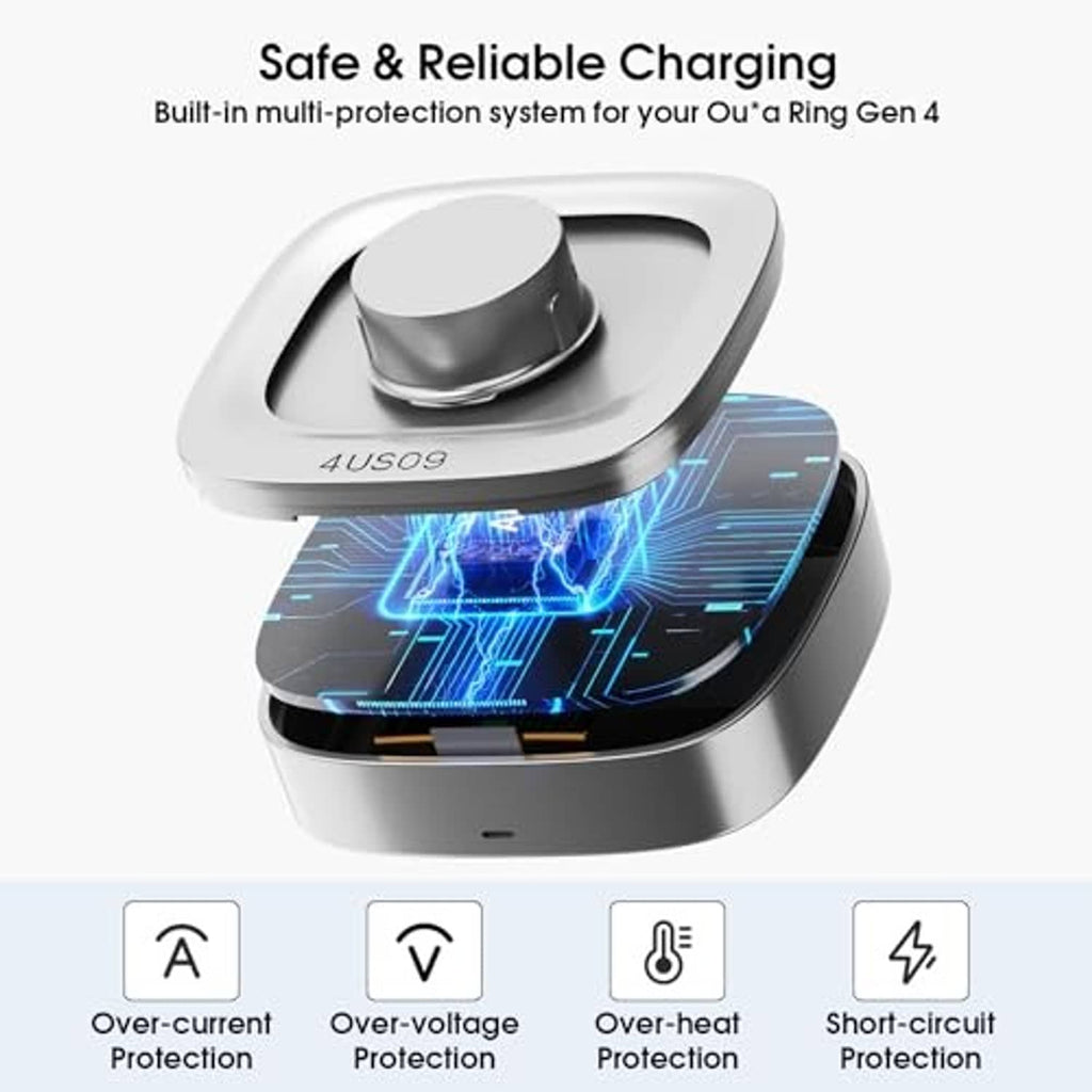 Portable Oura Ring Gen 4 charger base with lit charging ring and protection system